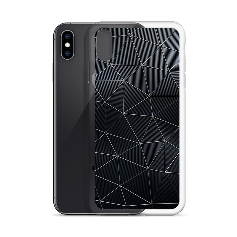 Load image into Gallery viewer, Silver Polygon Carbon Fiber iPhone Clear Thin Case CREATIVETECH
