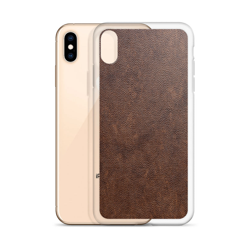 Load image into Gallery viewer, Light Brown Leather iPhone Clear Thin Case CREATIVETECH
