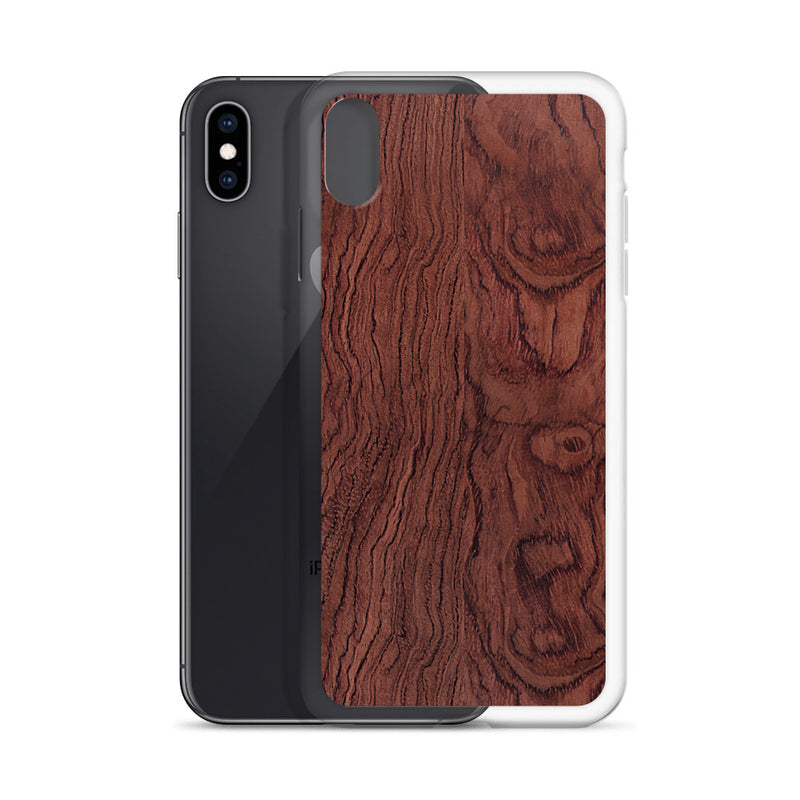 Load image into Gallery viewer, Bubinga Brown Wood iPhone Clear Thin Case CREATIVETECH
