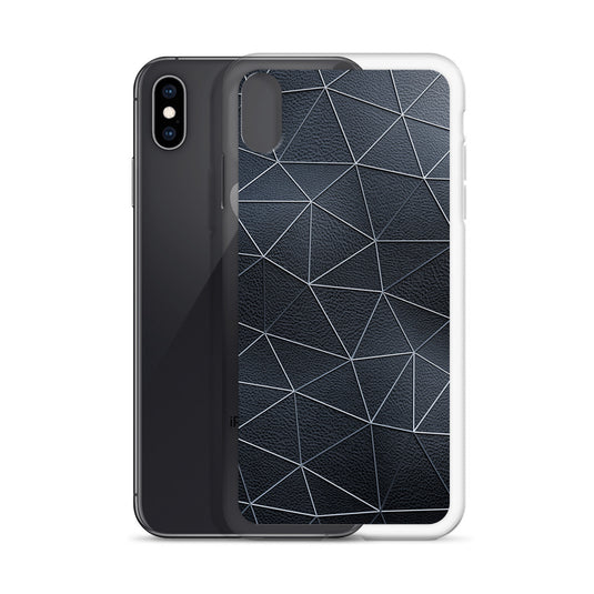 Silver Polygon Black Leather iPhone Clear Thin Case CREATIVETECH