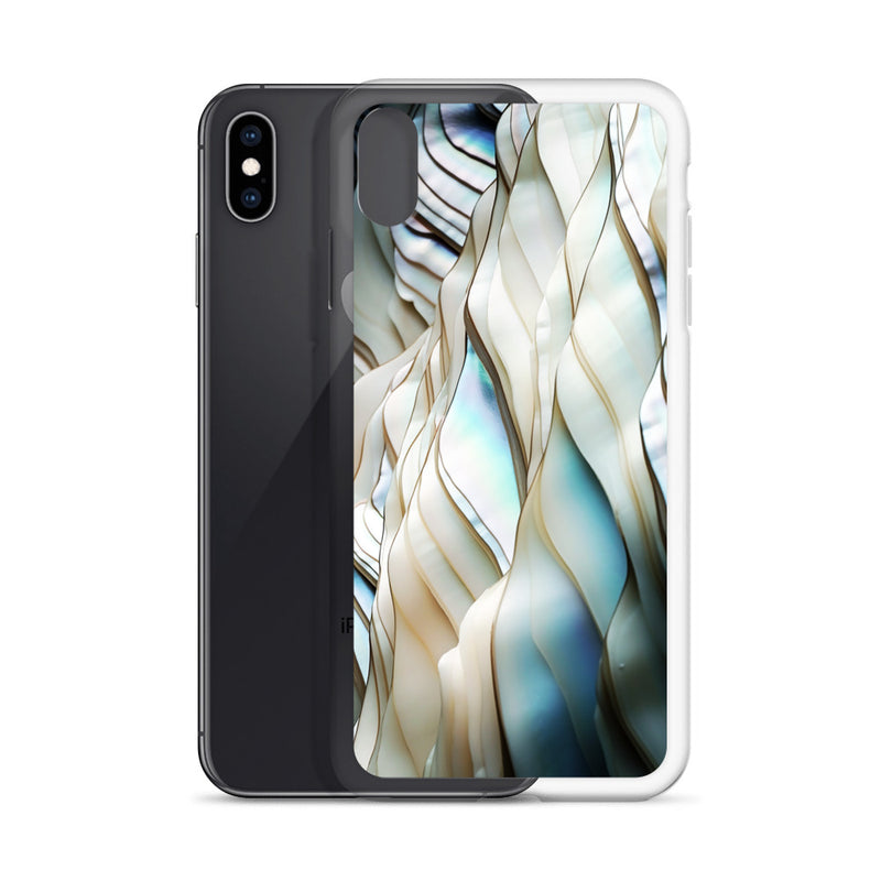 Load image into Gallery viewer, Cream Blue White Pearl iPhone Clear Thin Case CREATIVETECH
