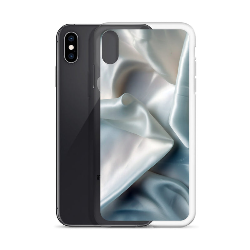 Load image into Gallery viewer, White Satin Pearl Cloth iPhone Clear Thin Case CREATIVETECH
