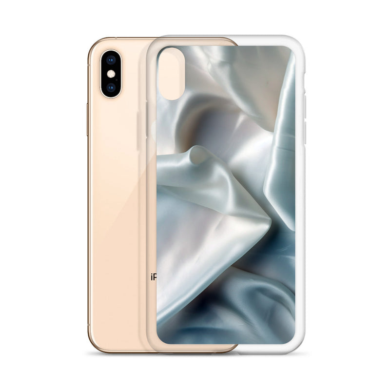 Load image into Gallery viewer, White Satin Pearl Cloth iPhone Clear Thin Case CREATIVETECH
