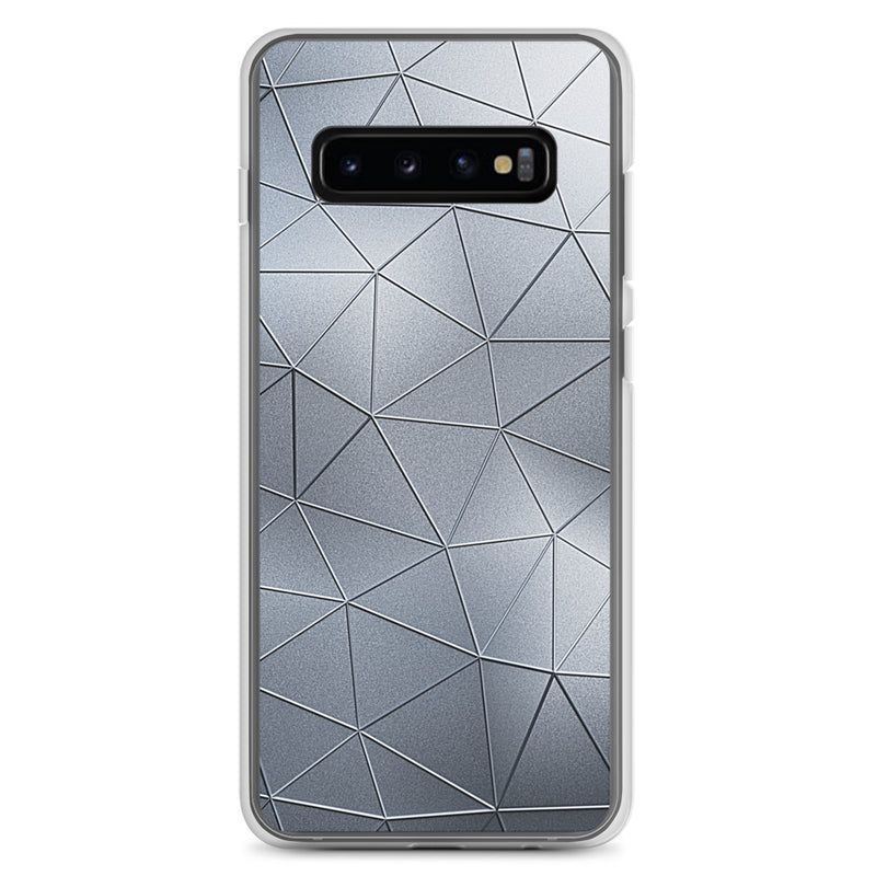 Load image into Gallery viewer, Silver Polygon Metal Samsung Clear Thin Case CREATIVETECH