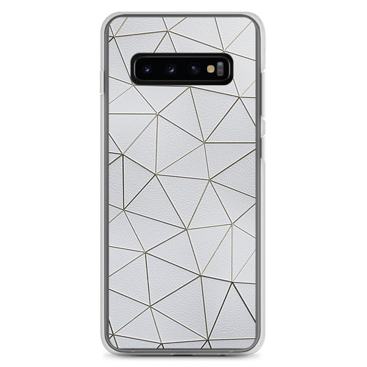 Golden Polygon White Leather Samsung Clear Thin Case CREATIVETECH