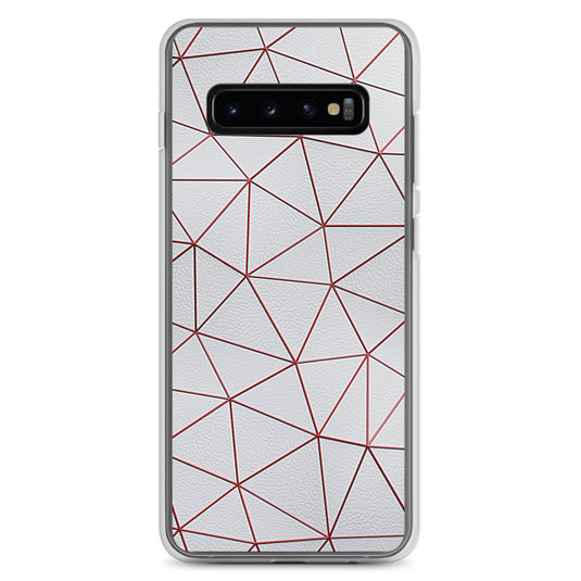 Red Polygon White Leather Samsung Clear Thin Case CREATIVETECH