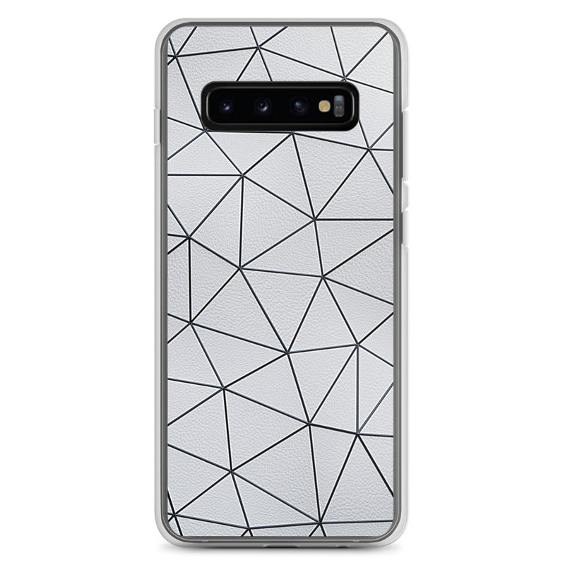 Load image into Gallery viewer, Black Polygon White Leather Samsung Clear Thin Case CREATIVETECH