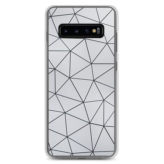 Black Polygon White Leather Samsung Clear Thin Case CREATIVETECH