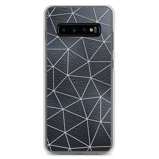 White Polygon Black Leather Samsung Clear Thin Case CREATIVETECH