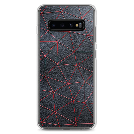 Red Polygon Black Leather Samsung Clear Thin Case CREATIVETECH