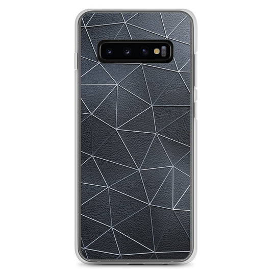 White Polygon Black Leather Samsung Clear Thin Case CREATIVETECH