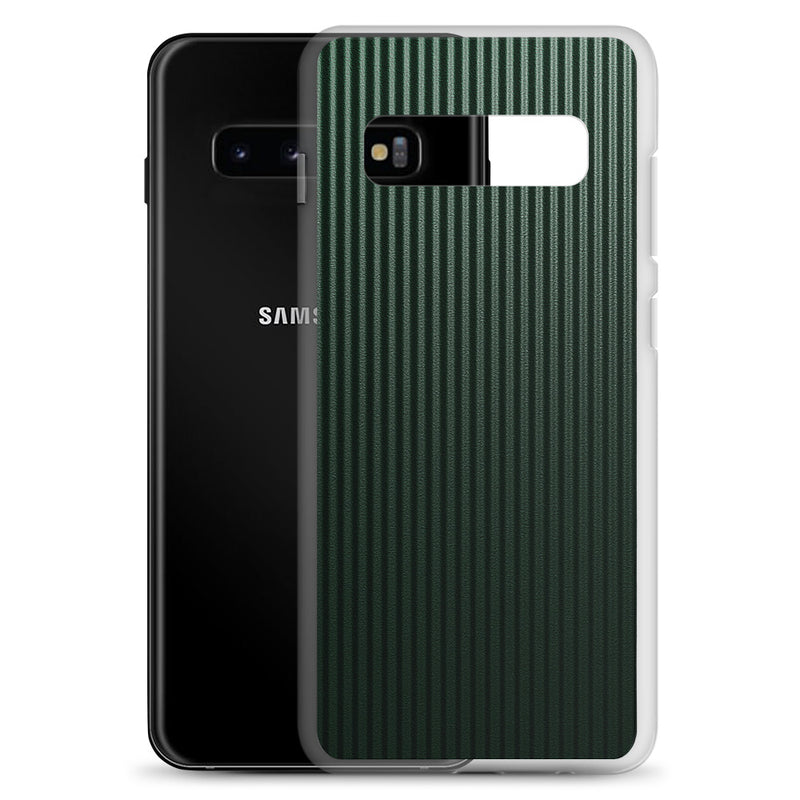 Load image into Gallery viewer, Striped Carbon Fiber Dark Green Samsung Clear Thin Case CREATIVETECH
