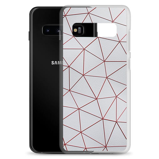 Red Polygon White Leather Samsung Clear Thin Case CREATIVETECH