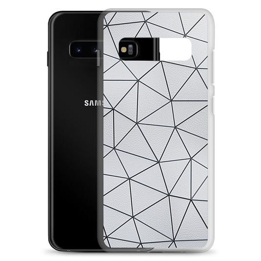 Black Polygon White Leather Samsung Clear Thin Case CREATIVETECH
