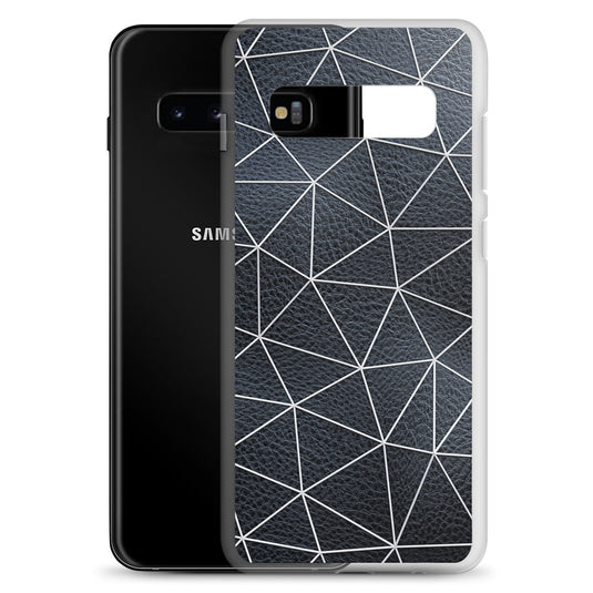 White Polygon Black Leather Samsung Clear Thin Case CREATIVETECH