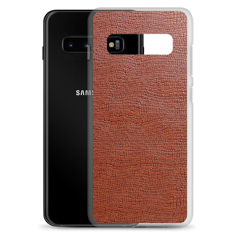 Load image into Gallery viewer, Exotic Brown Leather Samsung Clear Thin Case CREATIVETECH