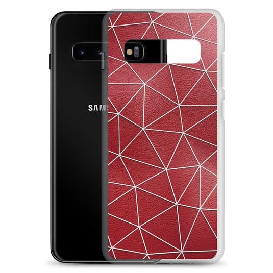 White Polygon Red Leather Samsung Clear Thin Case CREATIVETECH