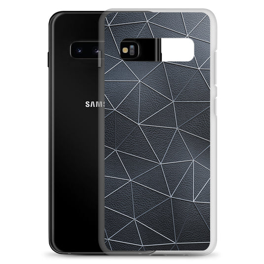 White Polygon Black Leather Samsung Clear Thin Case CREATIVETECH