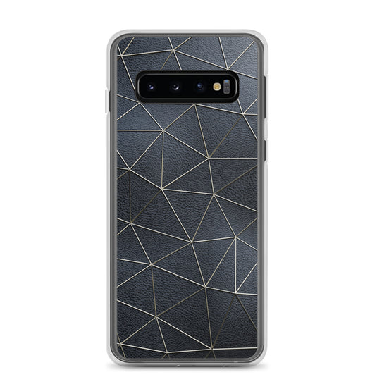Golden Polygon Black Leather Samsung Clear Thin Case CREATIVETECH