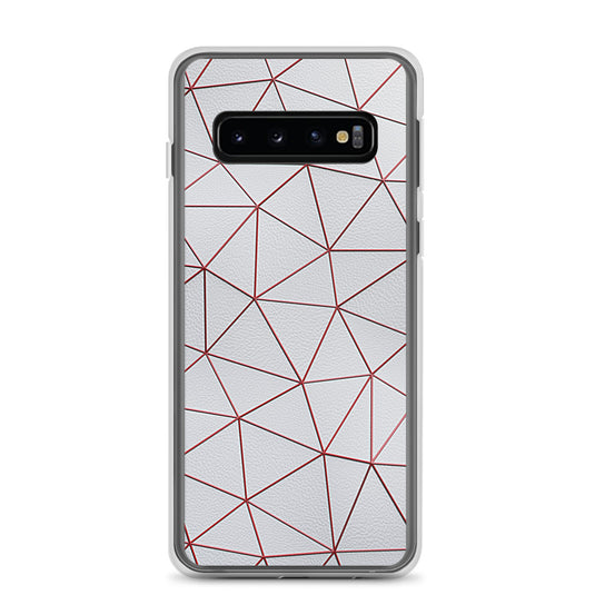 Red Polygon White Leather Samsung Clear Thin Case CREATIVETECH