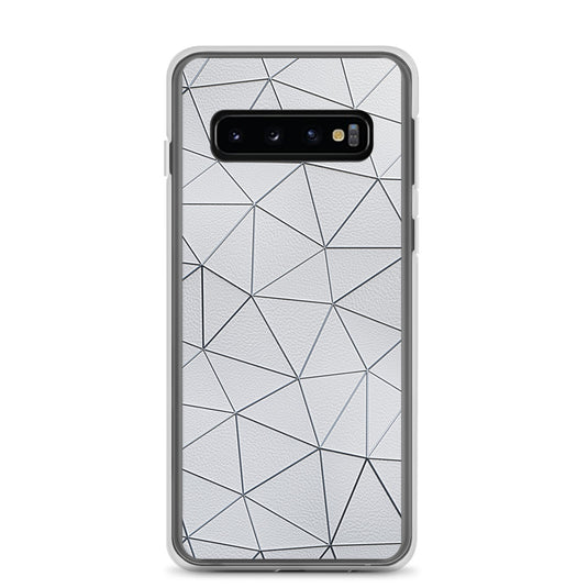 Silver Polygon White Leather Samsung Clear Thin Case CREATIVETECH