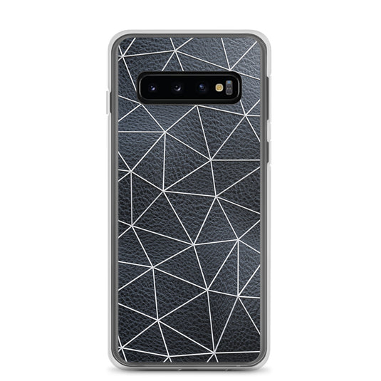 White Polygon Black Leather Samsung Clear Thin Case CREATIVETECH