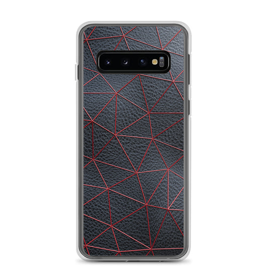 Red Polygon Black Leather Samsung Clear Thin Case CREATIVETECH