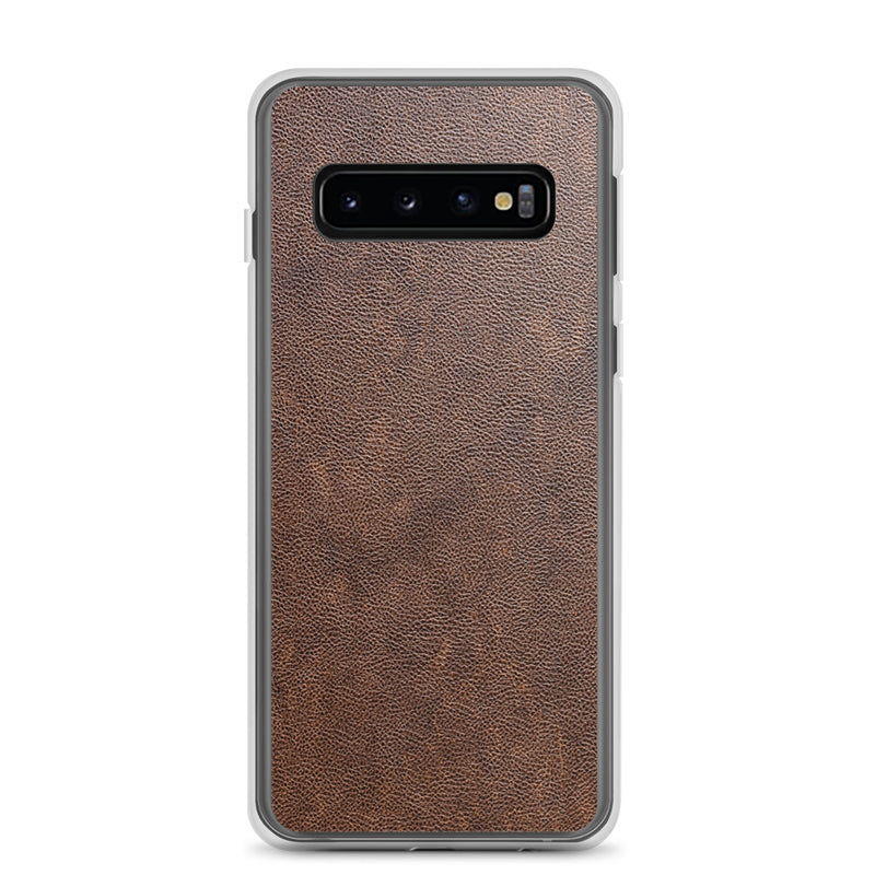 Load image into Gallery viewer, Light Brown Leather Samsung Clear Thin Case CREATIVETECH
