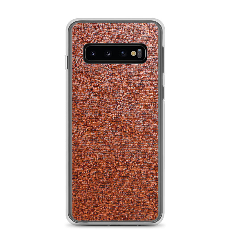Load image into Gallery viewer, Exotic Brown Leather Samsung Clear Thin Case CREATIVETECH