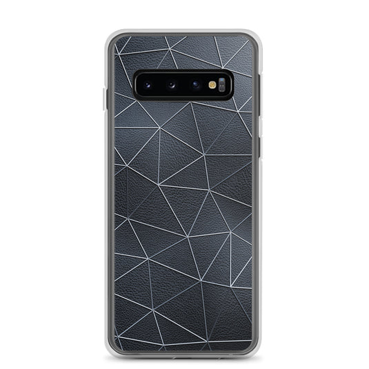 White Polygon Black Leather Samsung Clear Thin Case CREATIVETECH