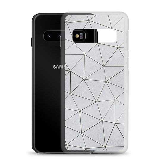 Golden Polygon White Leather Samsung Clear Thin Case CREATIVETECH
