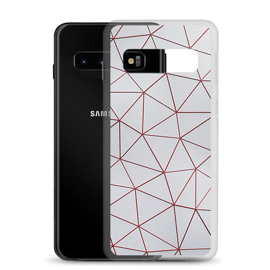 Red Polygon White Leather Samsung Clear Thin Case CREATIVETECH