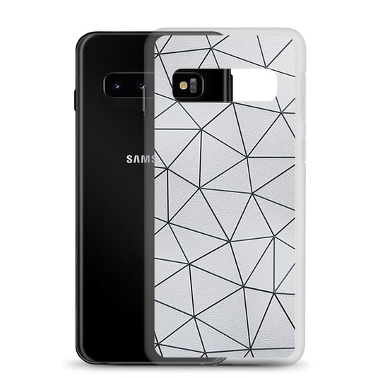 Black Polygon White Leather Samsung Clear Thin Case CREATIVETECH