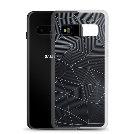 Silver Polygon Carbon Fiber Striped Samsung Clear Thin Case CREATIVETECH