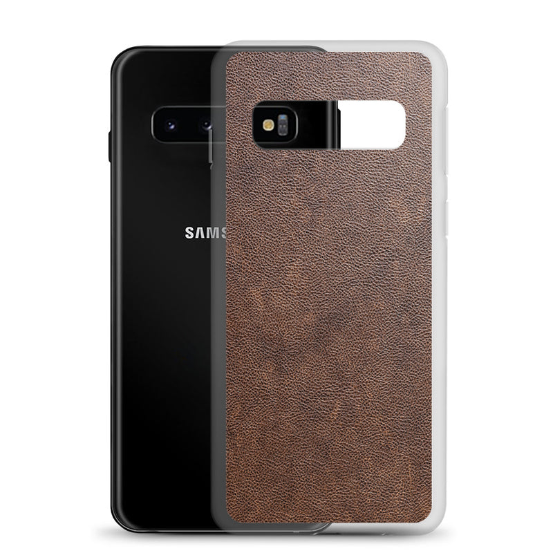 Load image into Gallery viewer, Light Brown Leather Samsung Clear Thin Case CREATIVETECH