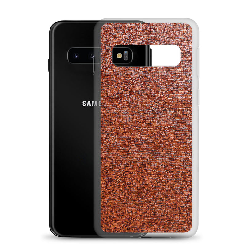 Load image into Gallery viewer, Exotic Brown Leather Samsung Clear Thin Case CREATIVETECH