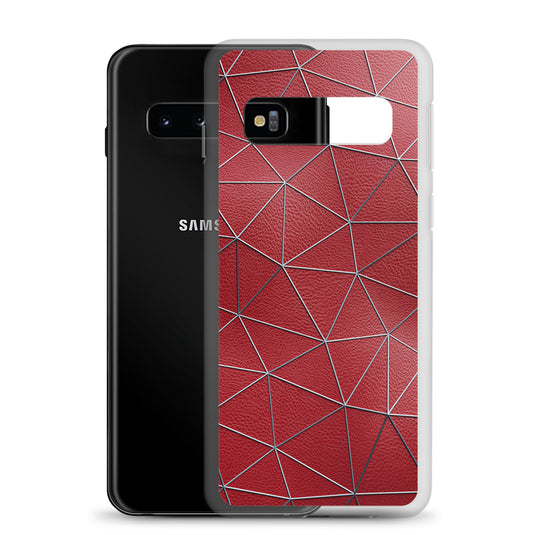 Silver Polygon Red Leather Samsung Clear Thin Case CREATIVETECH