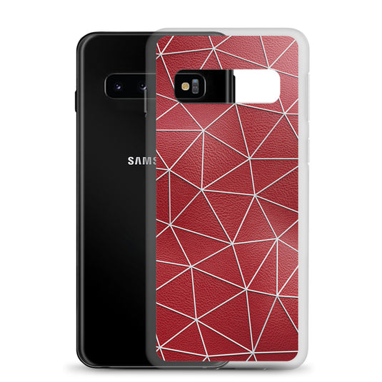 White Polygon Red Leather Samsung Clear Thin Case CREATIVETECH