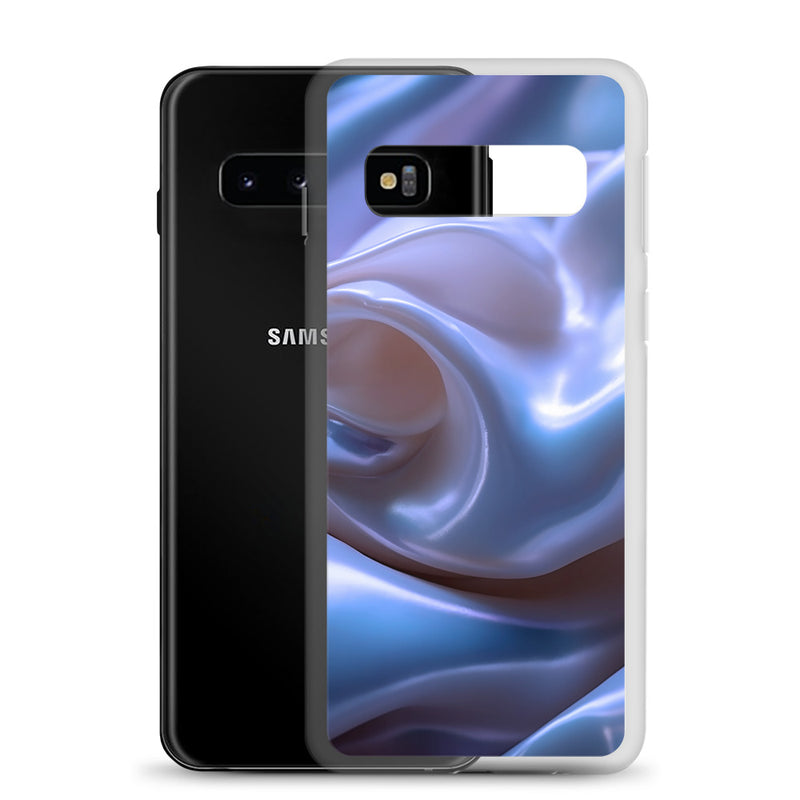 Load image into Gallery viewer, Blue Satin Pearl Cloth Samsung Clear Thin Case CREATIVETECH