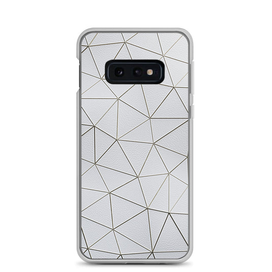 Golden Polygon White Leather Samsung Clear Thin Case CREATIVETECH