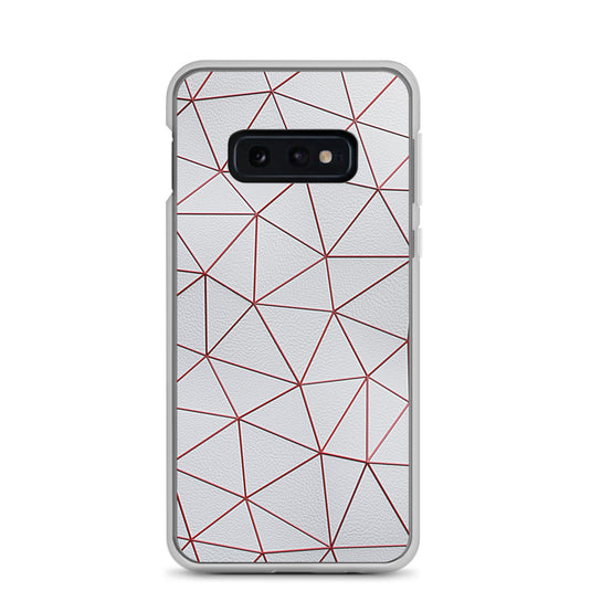 Red Polygon White Leather Samsung Clear Thin Case CREATIVETECH