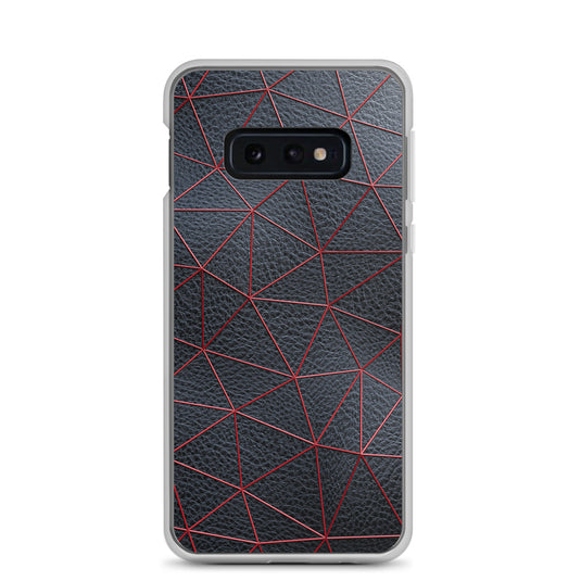 Red Polygon Black Leather Samsung Clear Thin Case CREATIVETECH