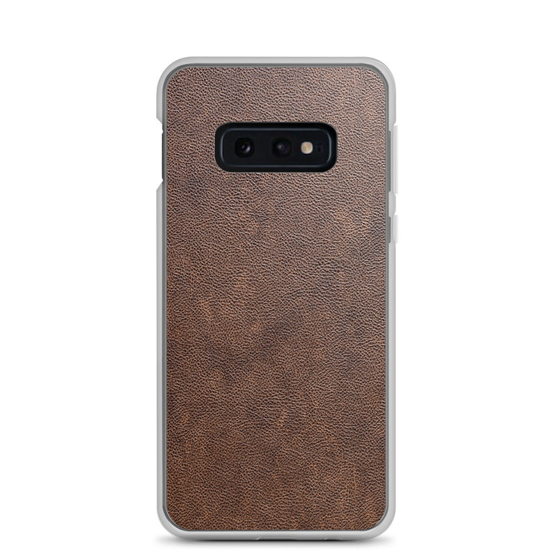 Load image into Gallery viewer, Light Brown Leather Samsung Clear Thin Case CREATIVETECH
