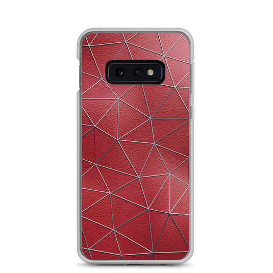 Silver Polygon Red Leather Samsung Clear Thin Case CREATIVETECH