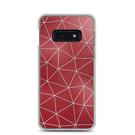 White Polygon Red Leather Samsung Clear Thin Case CREATIVETECH