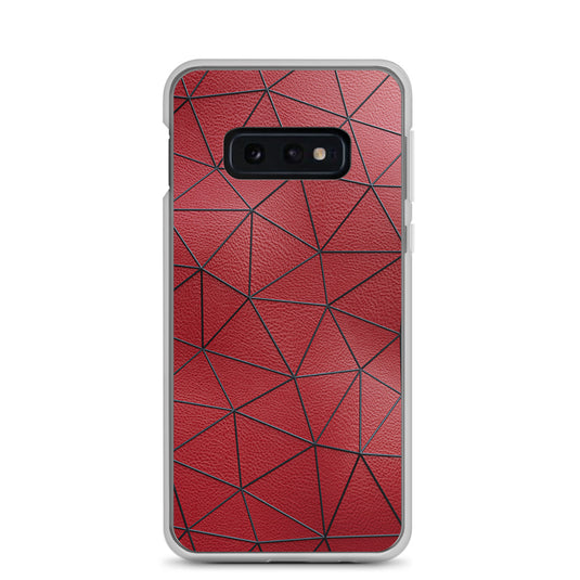 Black Polygon Red Leather Samsung Clear Thin Case CREATIVETECH