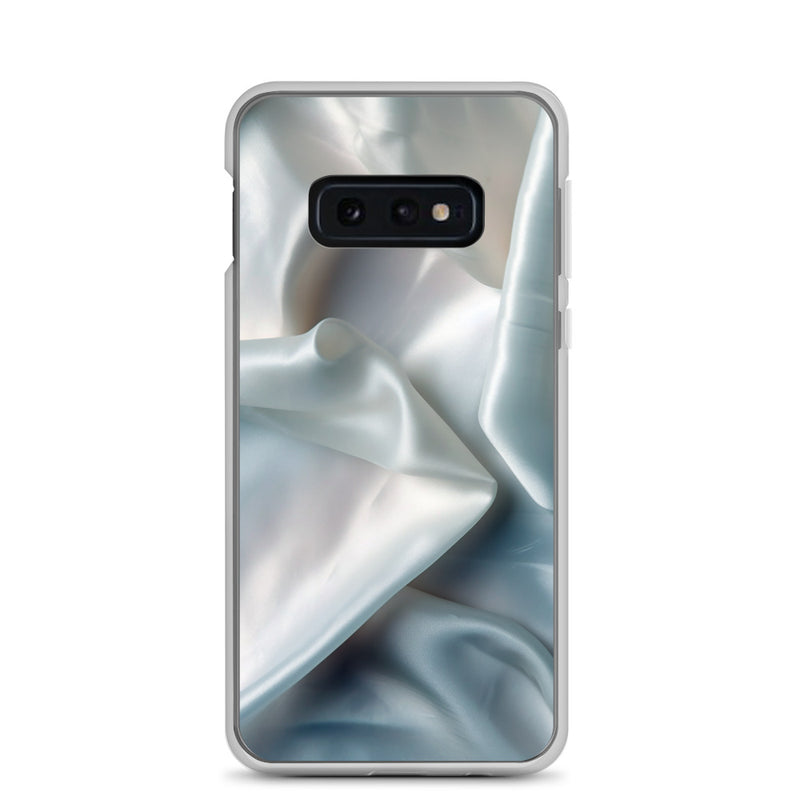 Load image into Gallery viewer, White Satin Pearl Cloth Samsung Clear Thin Case CREATIVETECH
