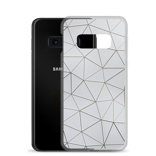 Golden Polygon White Leather Samsung Clear Thin Case CREATIVETECH