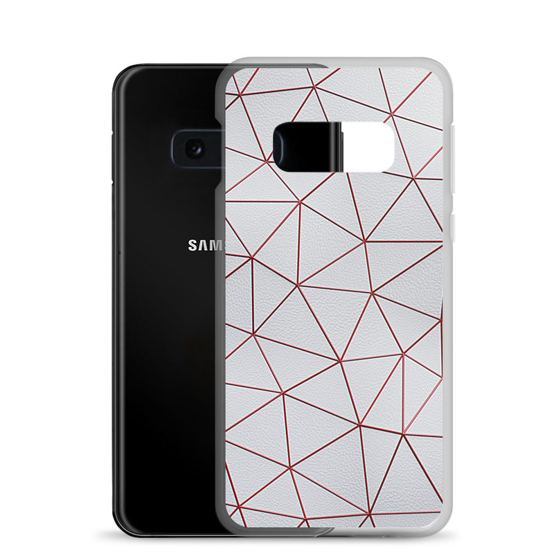 Load image into Gallery viewer, Red Polygon White Leather Samsung Clear Thin Case CREATIVETECH