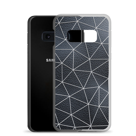 White Polygon Black Leather Samsung Clear Thin Case CREATIVETECH